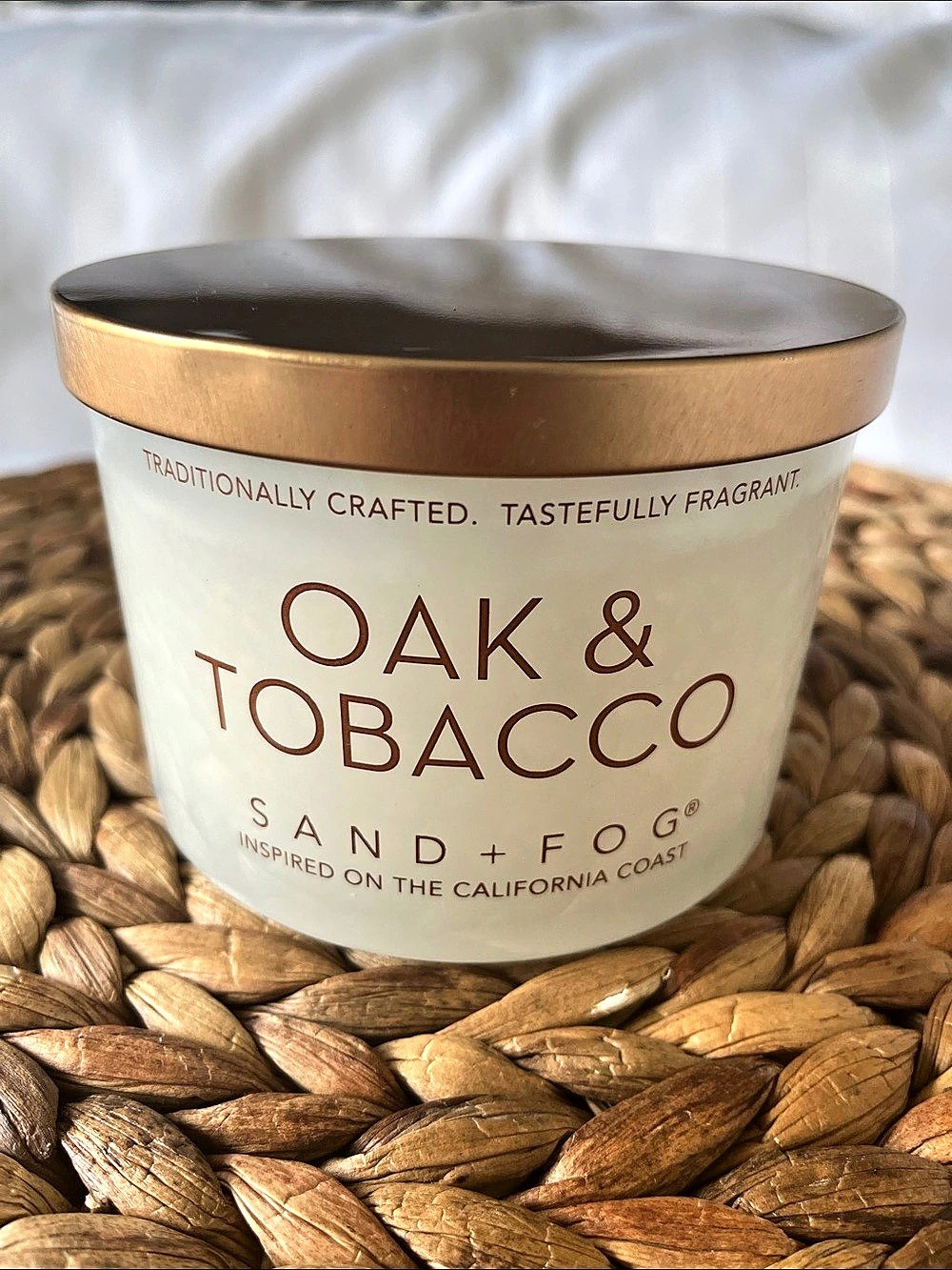 Sand + Fog Oak & Tobacco Sand + Fog 2-Wick Candle in Cream